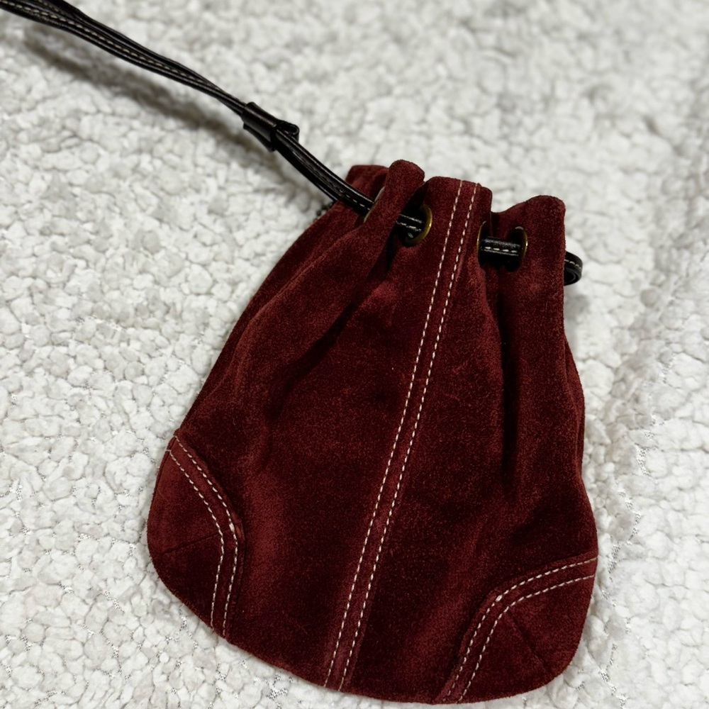 COACH Suede wristlet with leather drawstring closure ๐ - Picture 3 of 5